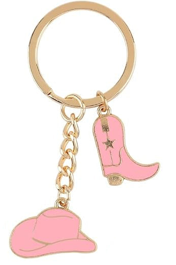 Cowgal Gifts Gowboy Hat &amp; Boots Keychain