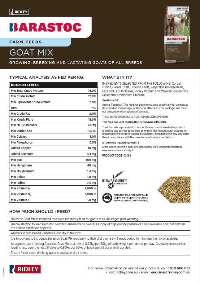 Barastoc Goat Mix 20KG
