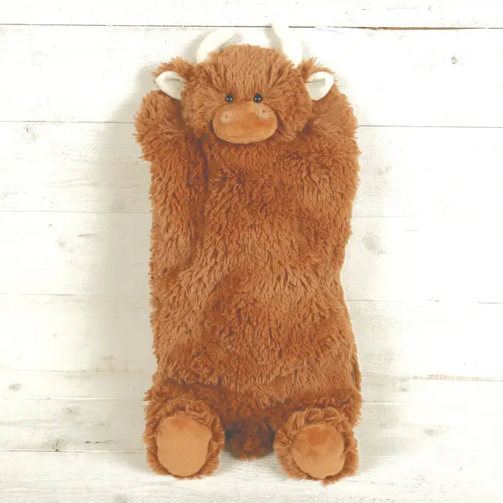 Plush Highland Cow Hot Water Bottle Cover