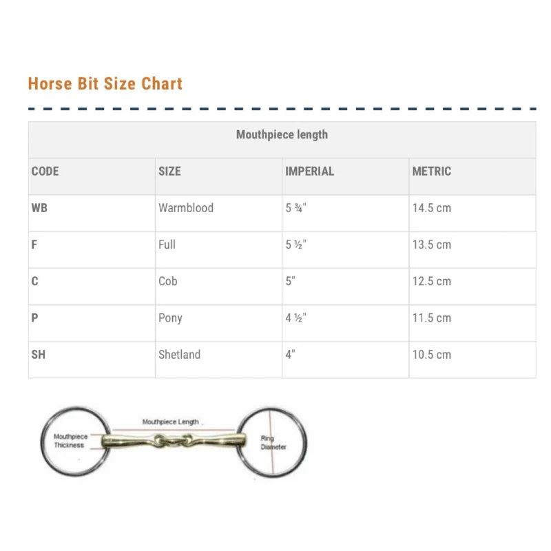 Eureka - Loose Ring Training Snaffle bit with No Pinch rings - 12.5cm