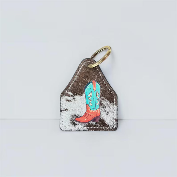 Turquoise Boot All Cowhide Keychain 