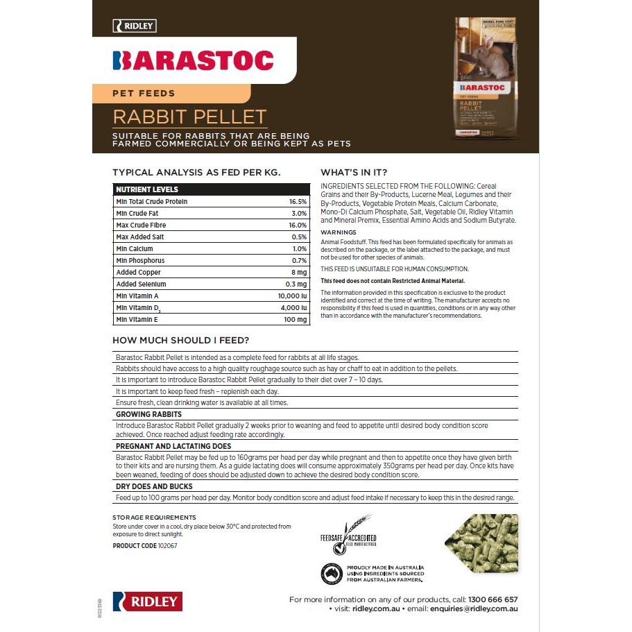 Barastoc Rabbit Pellets 20kg