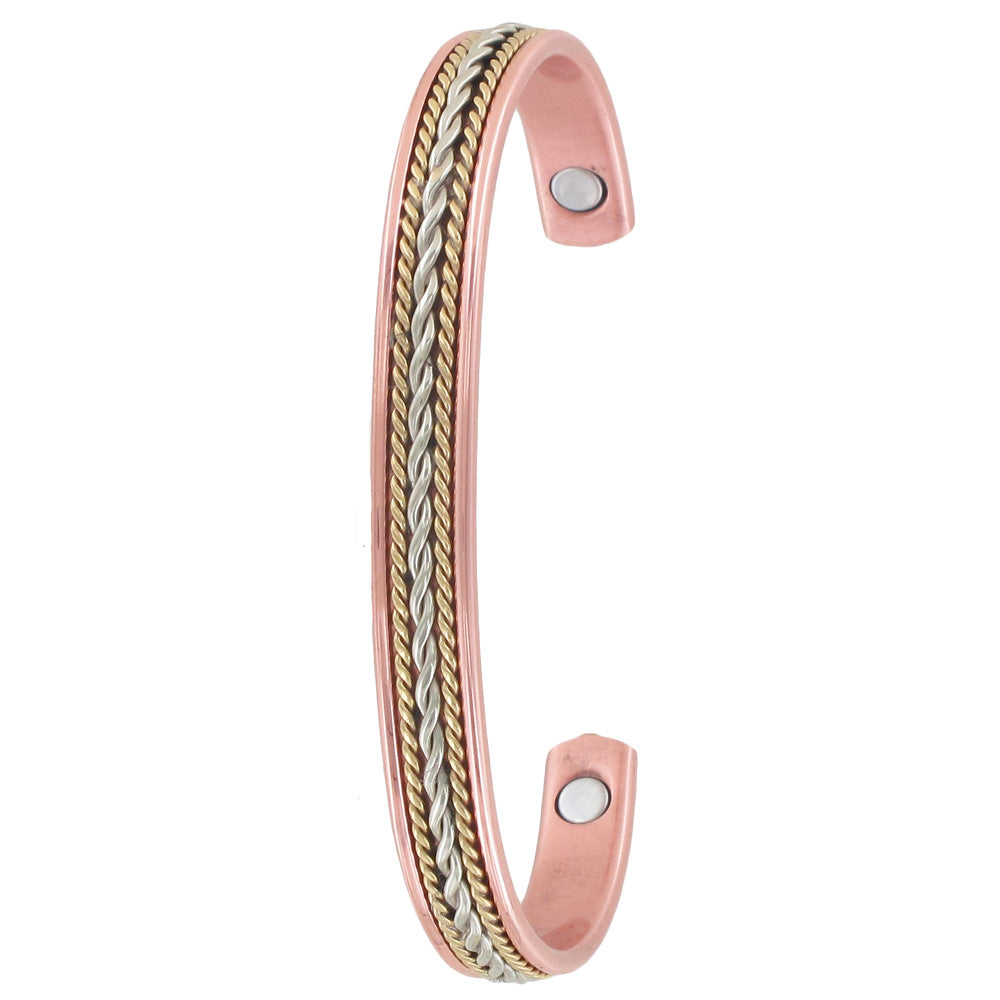 Copper Bangle with 3 Tone Twist